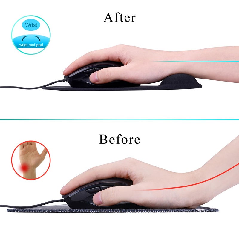 JIKIOU Mouse Pad, 2 Pack Ergonomic Mouse Pads with Comfortable Gel Wrist Rest Support and Smooth Cloth, Non-Slip PU Base for Easy Typing Pain Relief Durable and Easy to Clean Small Black - Image 3